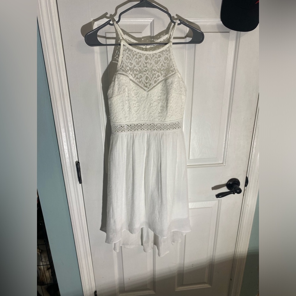 by & by Cream Lace Halter Dress
